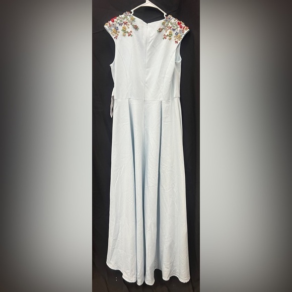 Mac Duggal 26540 NWT Powder Blue BEADED CAP SLEEVE V NECK A LINE GOWN - Picture 5 of 7